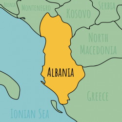 Map of Albania and neighboring countries